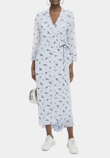 [1051] GANNI Robe porte-feuille fleur bleue - 1051