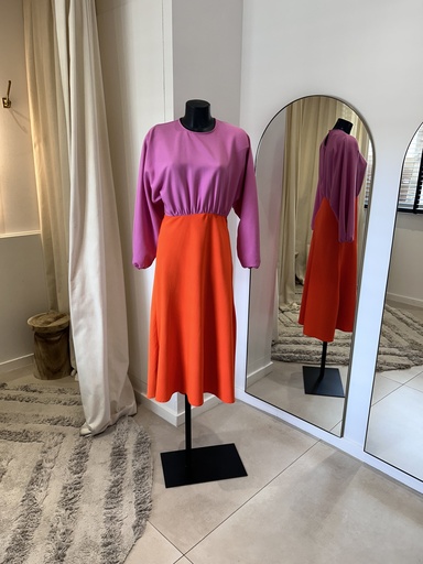 [1091] LES JUMELLES Robe Grace Kelly, rouge et rose - 1091