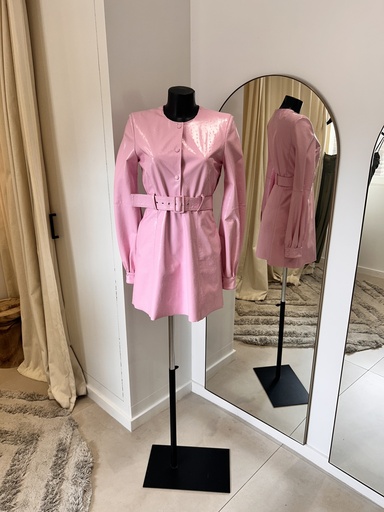 [1139] MSGM Robe rose cuir autruche - 1139