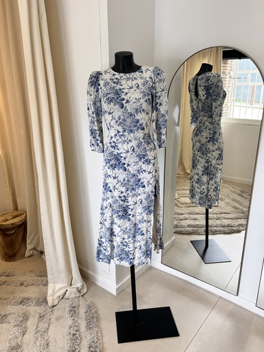 [1194] REFORMATION Carolena Dress fleurs bleues - 1194