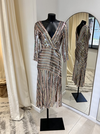 [1201] RIXO Robe paillette multicolor - 1201