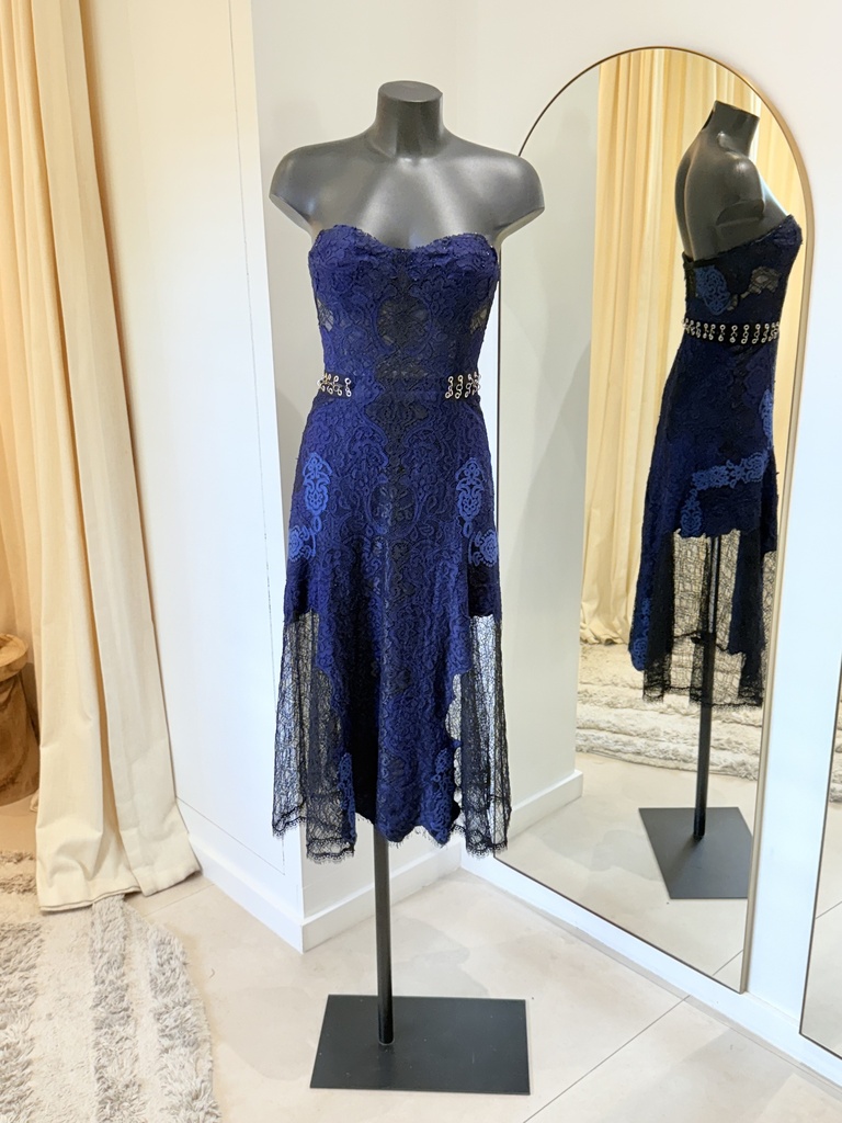 JONATHAN SIMKHAI Robe bustier bleue dentelle - 1206