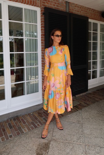 [1207] Robe Saint-tropez orange à motif style zimmerman - 1207