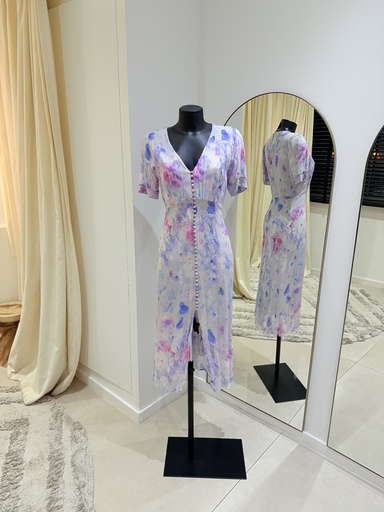 [1290] THE Kooples Robe pastel mauve boutons - 1290