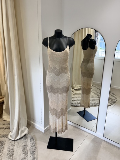 [1298] LA PERLA, robe sequins beige - 1298