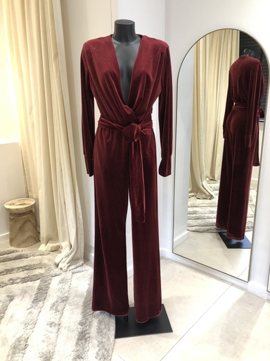 [1339] MAX MARA Combinaison velour bordeau - 1339