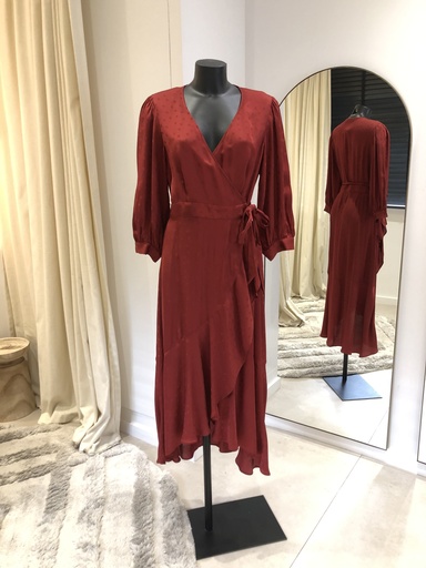 [1340] MAX MARA Robe porte-feuille petit pois bordeau - 1340