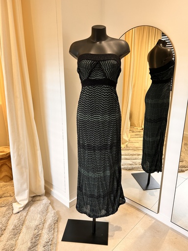 [1353] MISSONI Robe bustier verte/noire - 1353