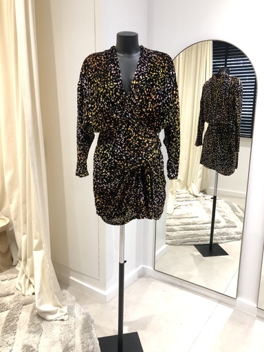 [1356] IRO robe style léopard à poil - 1356