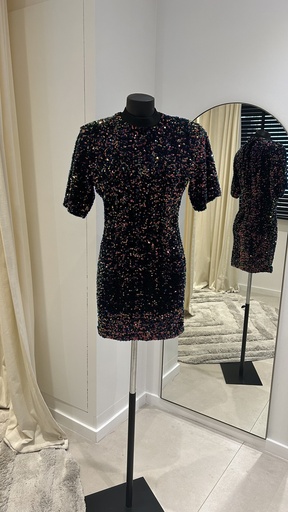 [1363] OVAL SQUARE Robe paillette multicolore - 1363
