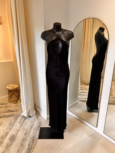 [1367] MESKHI Lucia Satin Cut-Out maxi dress black - 1367