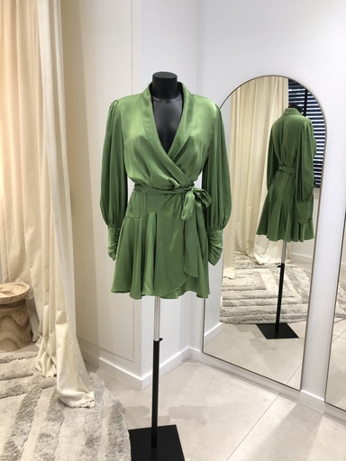 [1372] ZIMMERMAN Robe porte-feuille verte soie - 1372