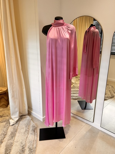 [1382] EIKO Maxi dress rose unimanche soie - 1382