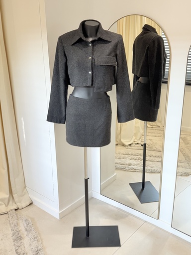 [1392] ATELIER MARGO jupe & chemise cashemire gris - 1392