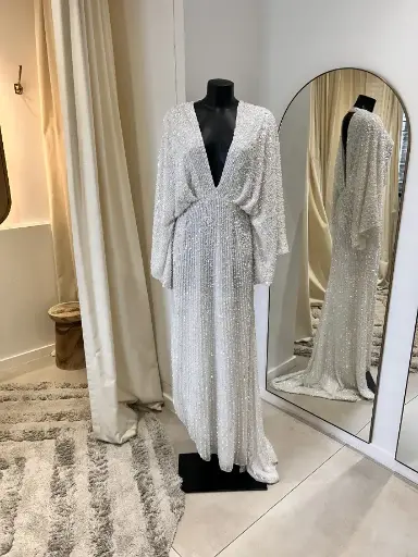 [1403] ASOS Robe longue blanche sequins - Collection Milky - 1403