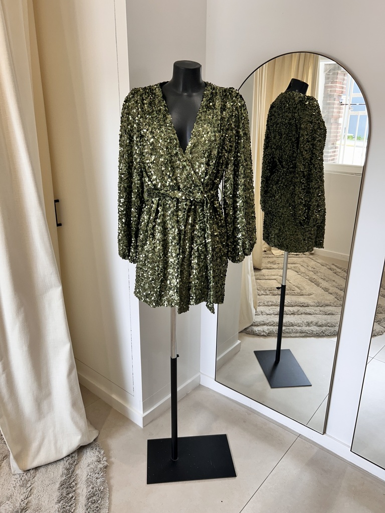 SEZANE Robe sequins verte - Collection Milky - 1404