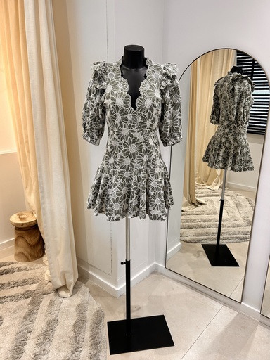 [1419] SANDRO Robe fleurs verte - Collection Milky - 1419