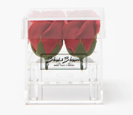 Blush&Blossom - Clear Box - 4 roses -  Desire 