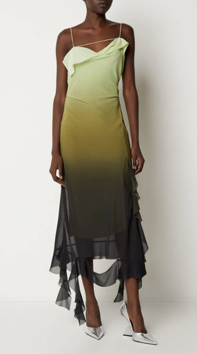 [C01114] ACNE STUDIO - Robe verte à volants - C01114