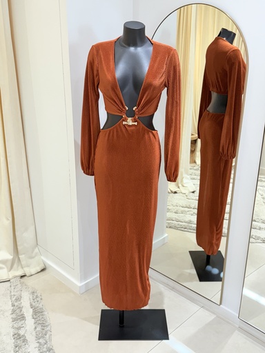Robe terracotta plisée  - 1449
