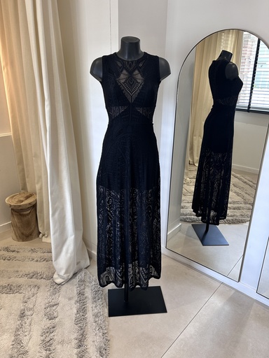 BCBG Longue robe dentelle transparente noire - 1520