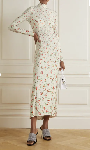 [C01124] RABANNE- Robe blanche imprimé fleurie -C01124