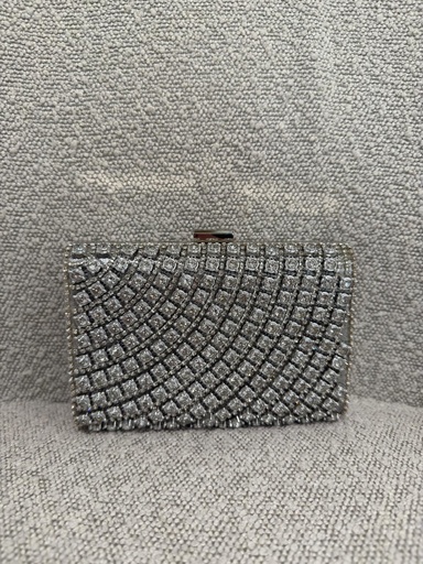 [A1400] Pochette argentée diamants - A1400