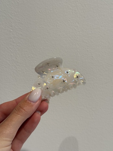 Pince à cheveux blanche strass 