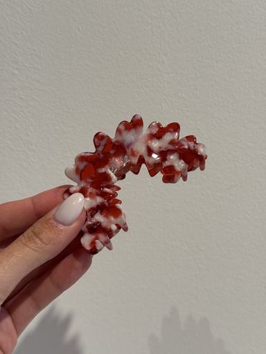 Pince à cheveux arquée rouge/blanche