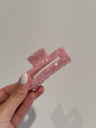 Pince à cheveux rectangle rose (petite)
