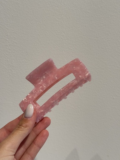 Pince à cheveux rectangle rose (grande) 