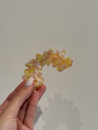 Pince à cheveux arquée jaune/blanche