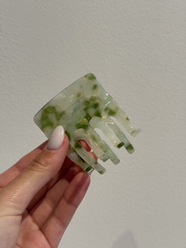 Pince à cheveux carré verte/blanche