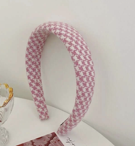 Headband rose à carreaux  - A1416