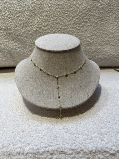  Collier lariat à strass blanc  - Collection PAL      