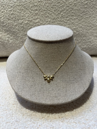  Collier Abeille à strass blanc  - Collection PAL        