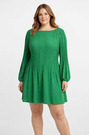 MAJE - Robe Mini Verte Plissée  - P0029