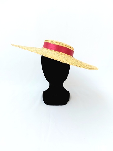 T&O CONCEPT - Chapeau paille à ruban rouge - A552