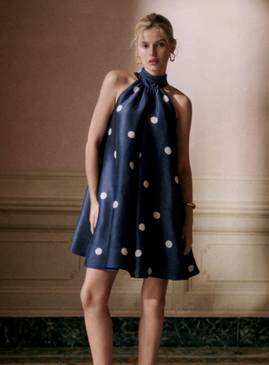 [P0052] SEZANE  - Robe Leontina bleu marine & écru -  T38 - P0052