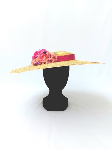 T&O CONCEPT - Chapeau Paille Large Mauve clair - A558