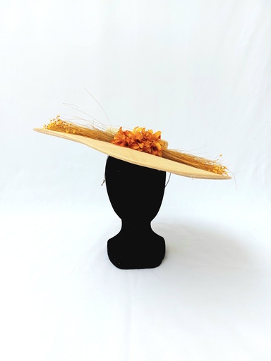 T&O CONCEPT - Chapeau naturel fleurs jaunes - A561