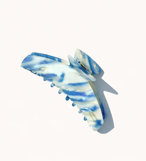 Pince à cheveux bleue et blanche 