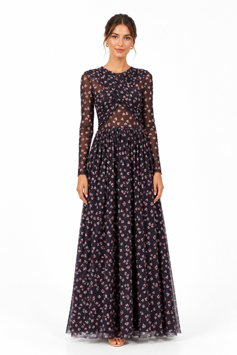  GANNI - Robe brune à fleurs - T36 - P0084