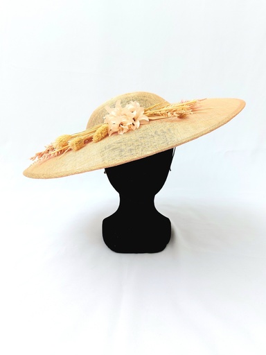 T&O CONCEPT - Chapeau vieux rose à fleurs roses et beiges  - A638