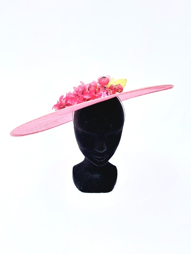 T&O CONCEPT - Chapeau rouge à fleurs rouges  - A639