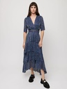 MAJE - Robe Midi bleue RUFFINE - T38 - C02630