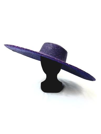 [A686] T&O CONCEPT - Chapeau de paille Bleu foncé- A686