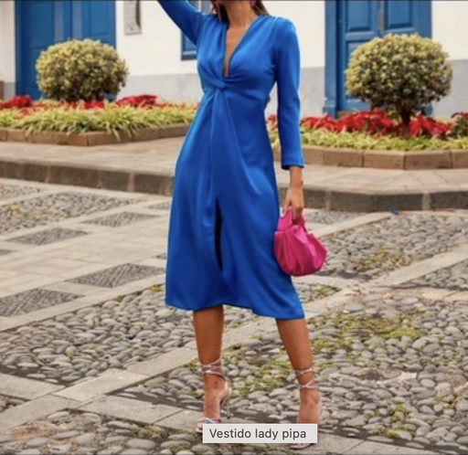 [C02685] LADY PIPA - Robe Midi bleue - T36 - C02685