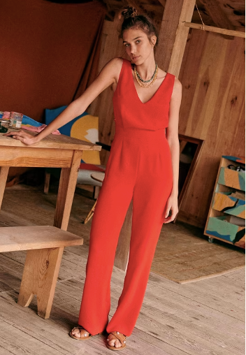 [C02703] SEZANE- Combinaison longue rouge - C02703