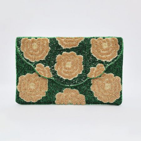 [A759] Sac vert à fleurs- A759